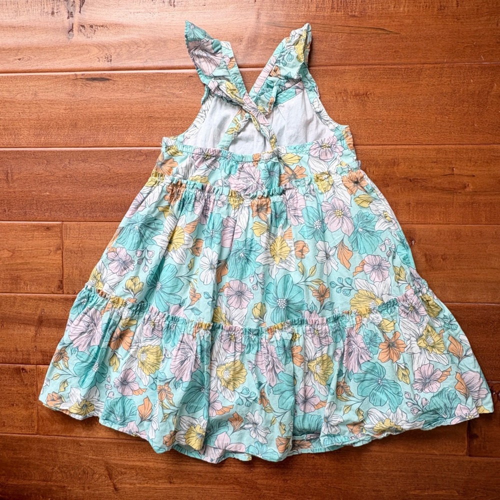 Joie Floral Tiered Ruffle Sundress‎ Girls 8 Teal Multi Summer